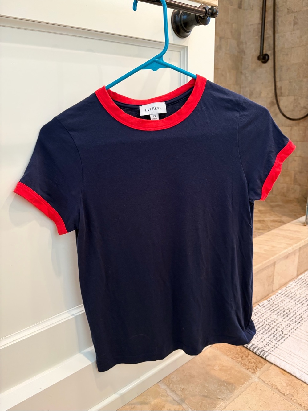 Evereve Navy Tee with Red Trim